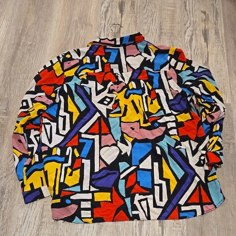 Big Dart Colorful Abstract Print Jacket - image 3